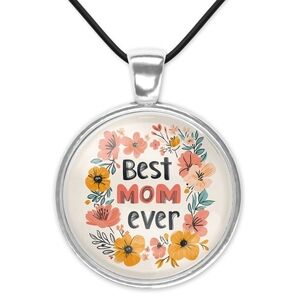 Mothers Day Gifts Floral Pendant Black Cord  Necklace
